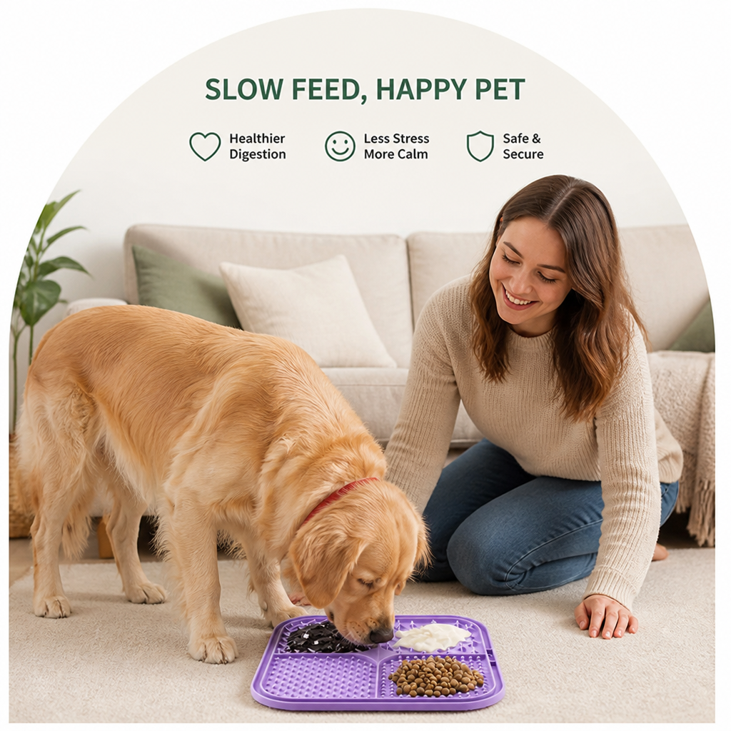 DogBedHouse Food-Grade Silicone Suction-Cup Licking Mat (4-Section)