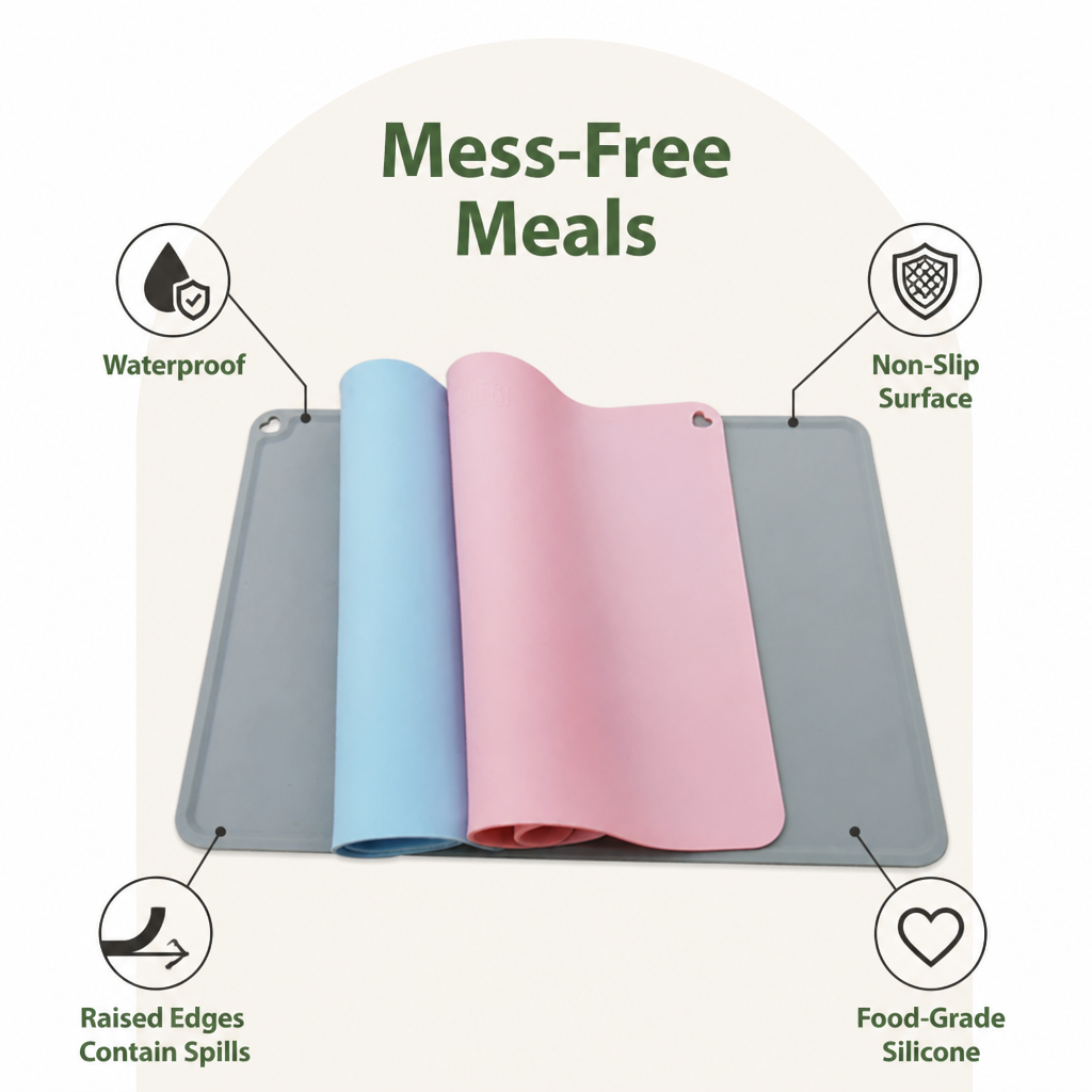 DogBedHouse Food-Grade Silicone Waterproof & Non-Slip Feeding Mat