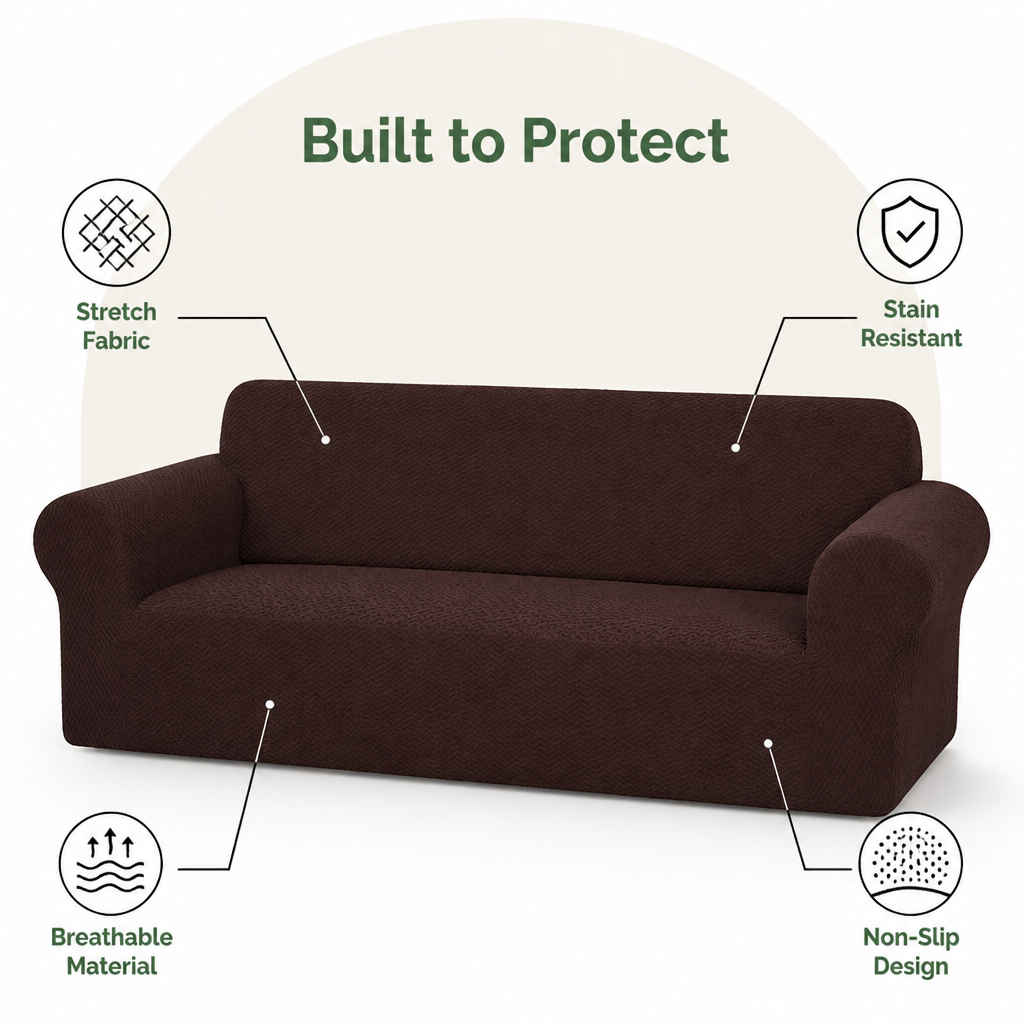 DogBedHouse Four-Way Stretch & Non-Slip Sofa Cover (Foam Rods)