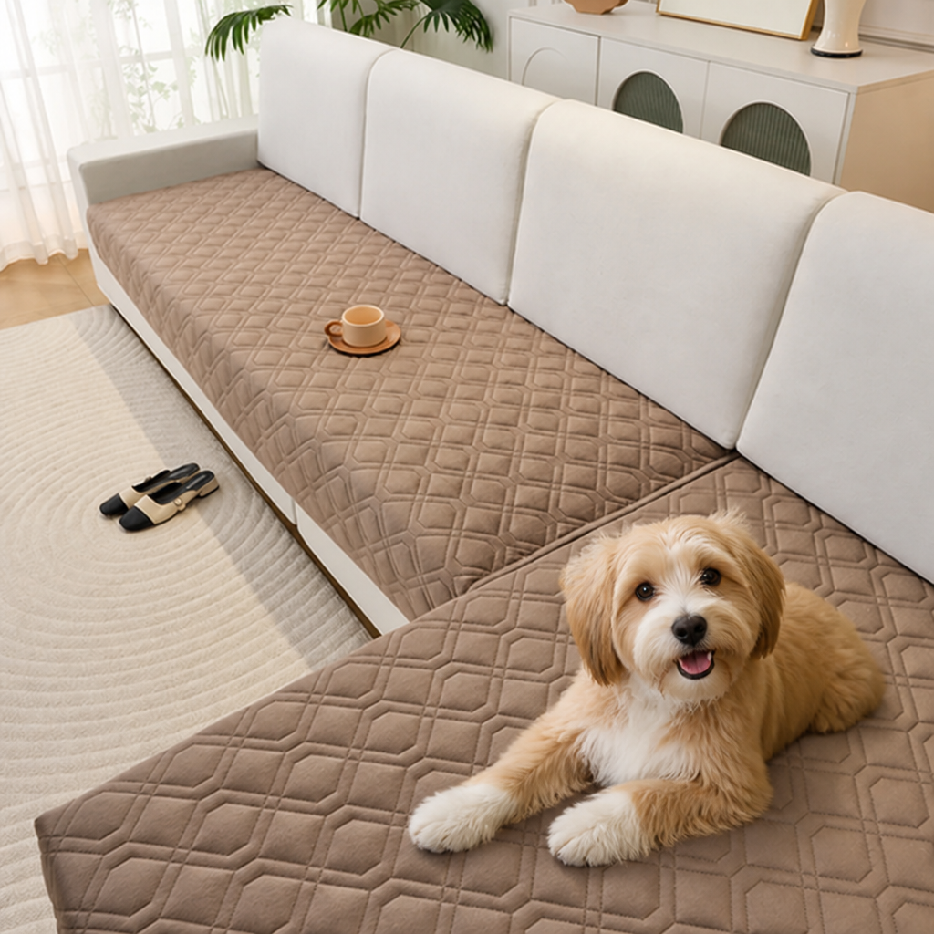 DogBedHouse Geometric Scratch & Stain-Resistant Sofa Cover (L-Shaped)