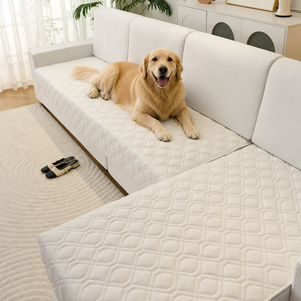 DogBedHouse Geometric Scratch & Stain-Resistant Sofa Cover (L-Shaped)
