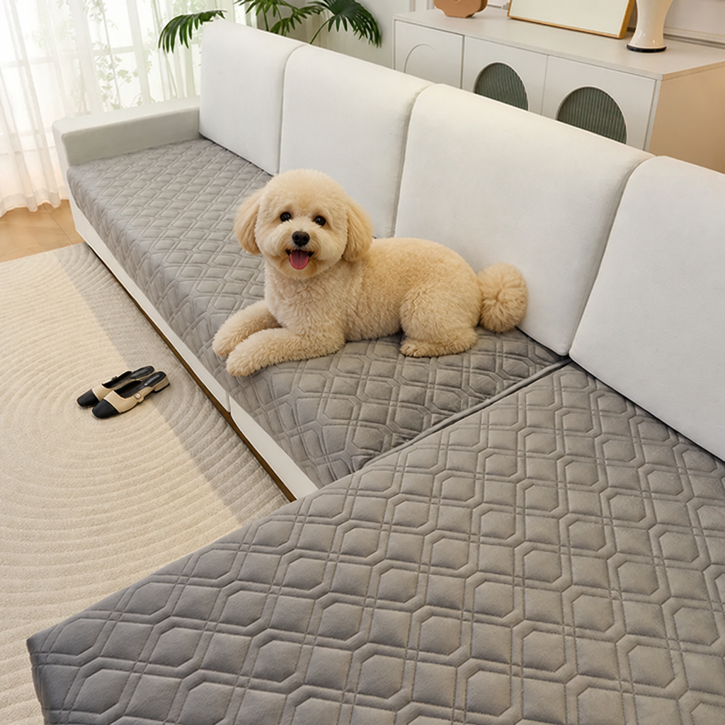 DogBedHouse Geometric Scratch & Stain-Resistant Sofa Cover (L-Shaped)