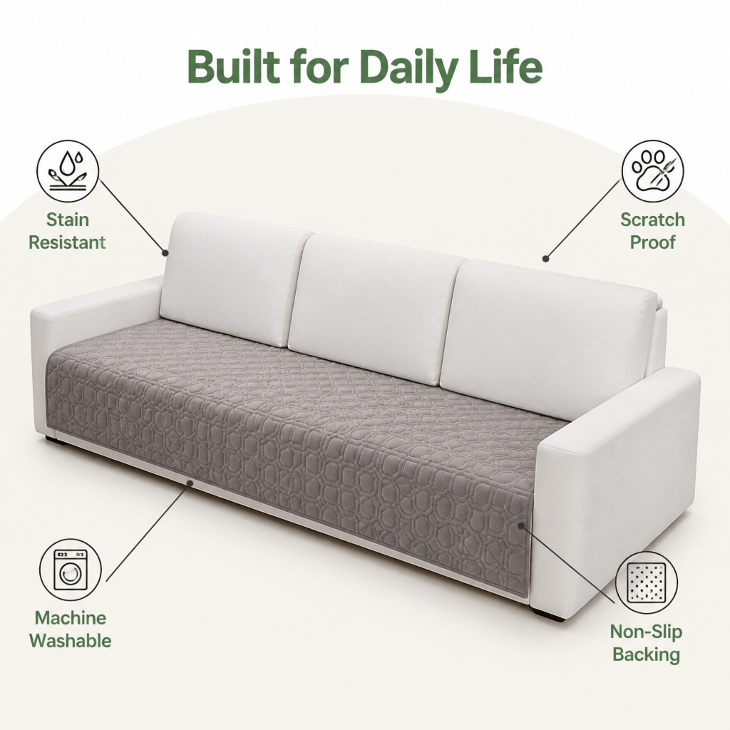 DogBedHouse Geometric Scratch & Stain-Resistant Sofa Cover (L-Shaped)