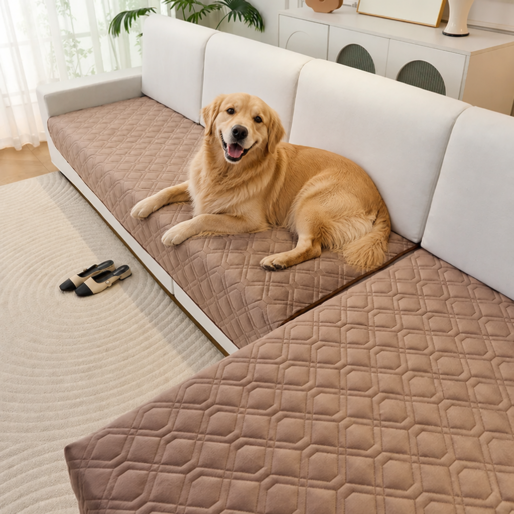DogBedHouse Geometric Scratch & Stain-Resistant Sofa Cover (L-Shaped)