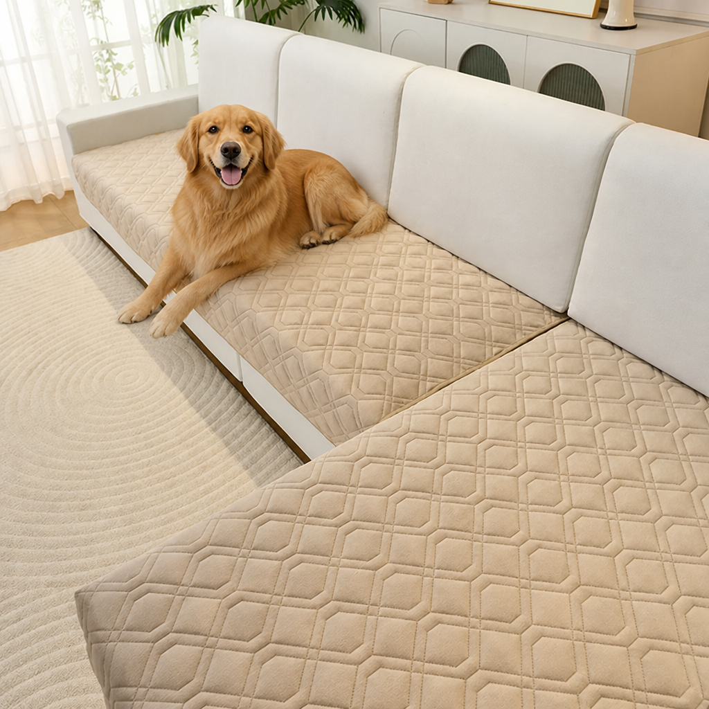 DogBedHouse Geometric Scratch & Stain-Resistant Sofa Cover (L-Shaped)