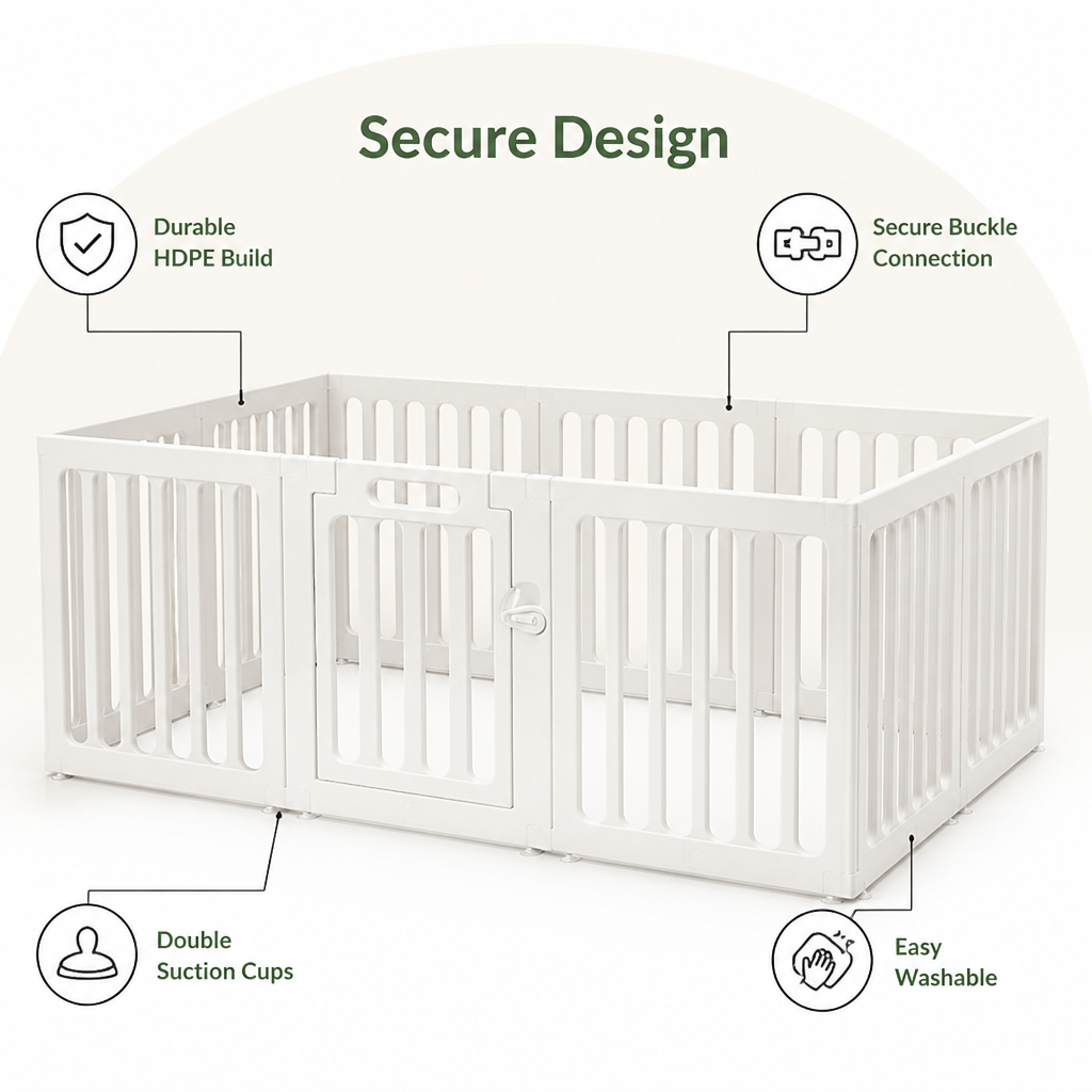 DogBedHouse HDPE Double-Suction & Secure-Buckle Indoor Playpen