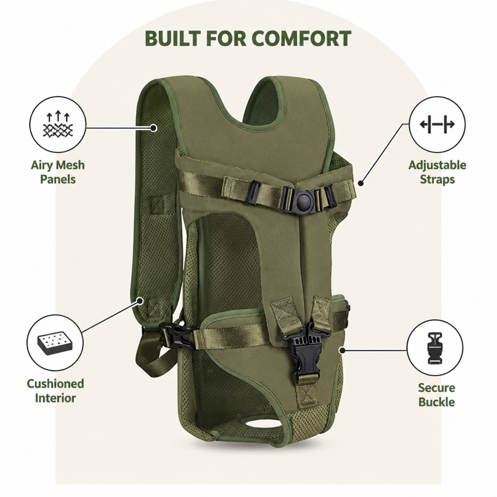 DogBedHouse Hands-Free Adjustable & Breathable Front Carrier Backpack