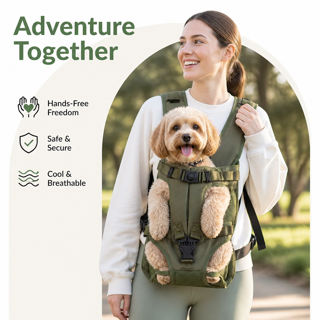 DogBedHouse Hands-Free Adjustable & Breathable Front Carrier Backpack