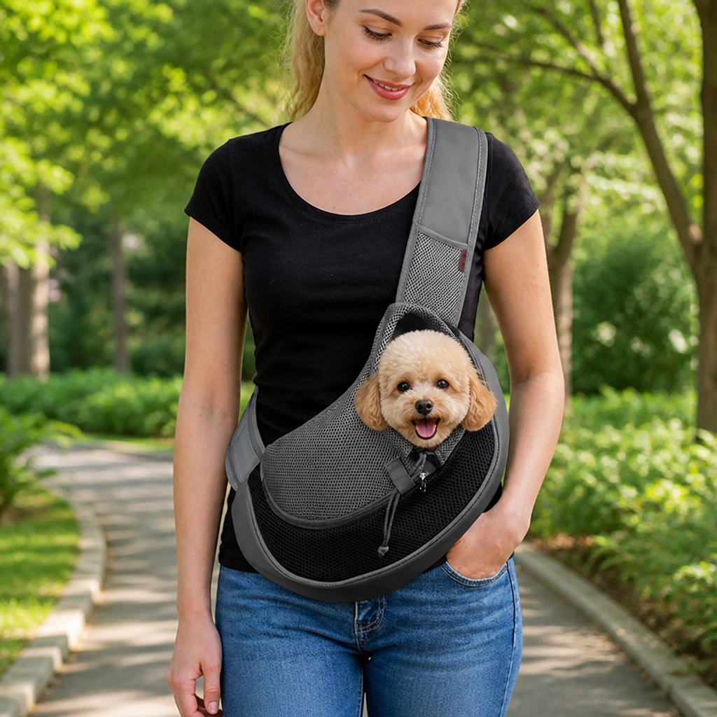 DogBedHouse Hands-Free Breathable Sling Carrier (Safety Hook)