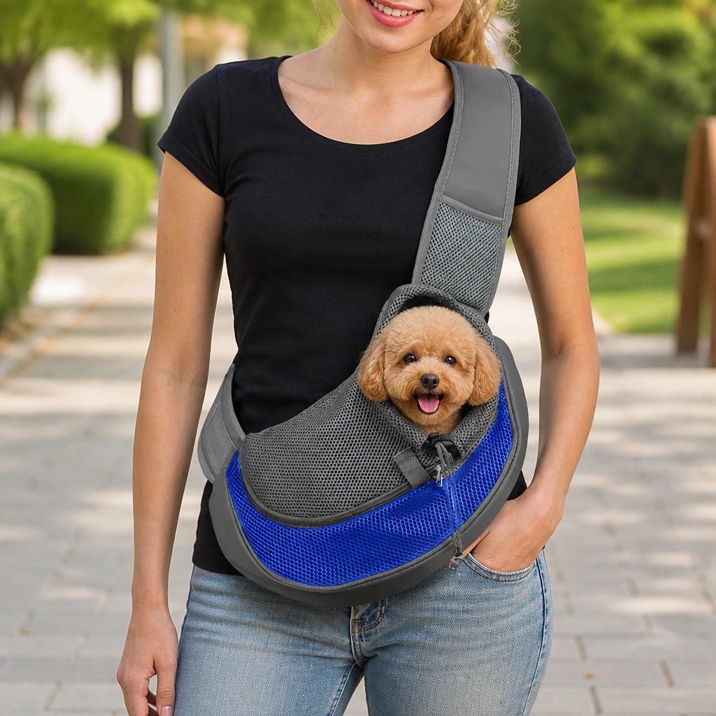 DogBedHouse Hands-Free Breathable Sling Carrier (Safety Hook)