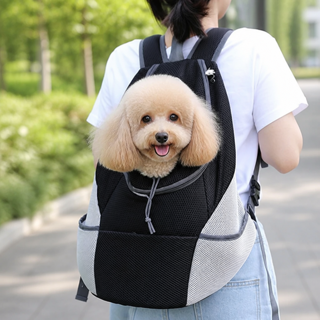 DogBedHouse Hands-Free & Safety Lock Oxford Mesh Dog Carrier Backpack (Machine-Washable)