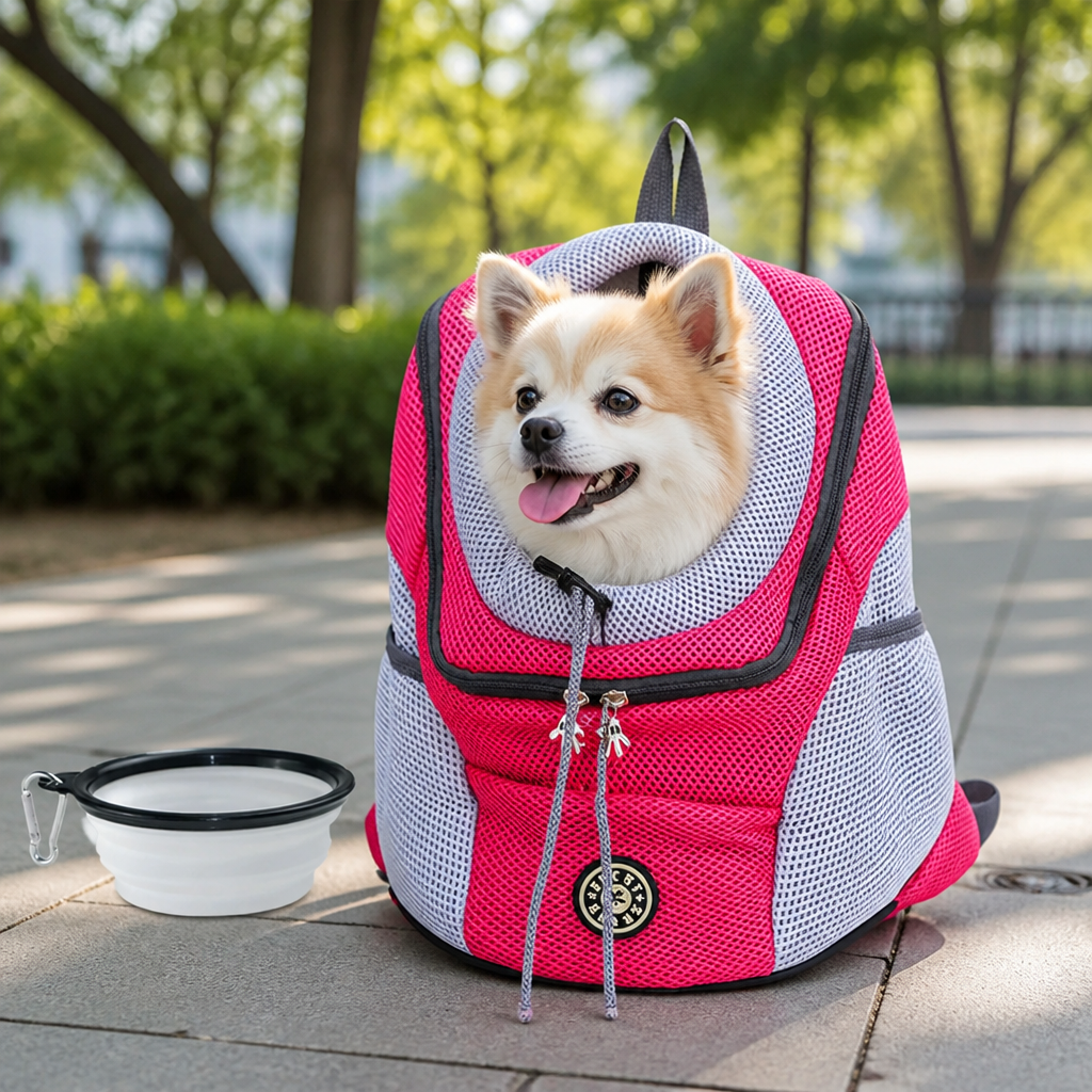 DogBedHouse Hands-Free & Safety Lock Oxford Mesh Dog Carrier Backpack (Machine-Washable)