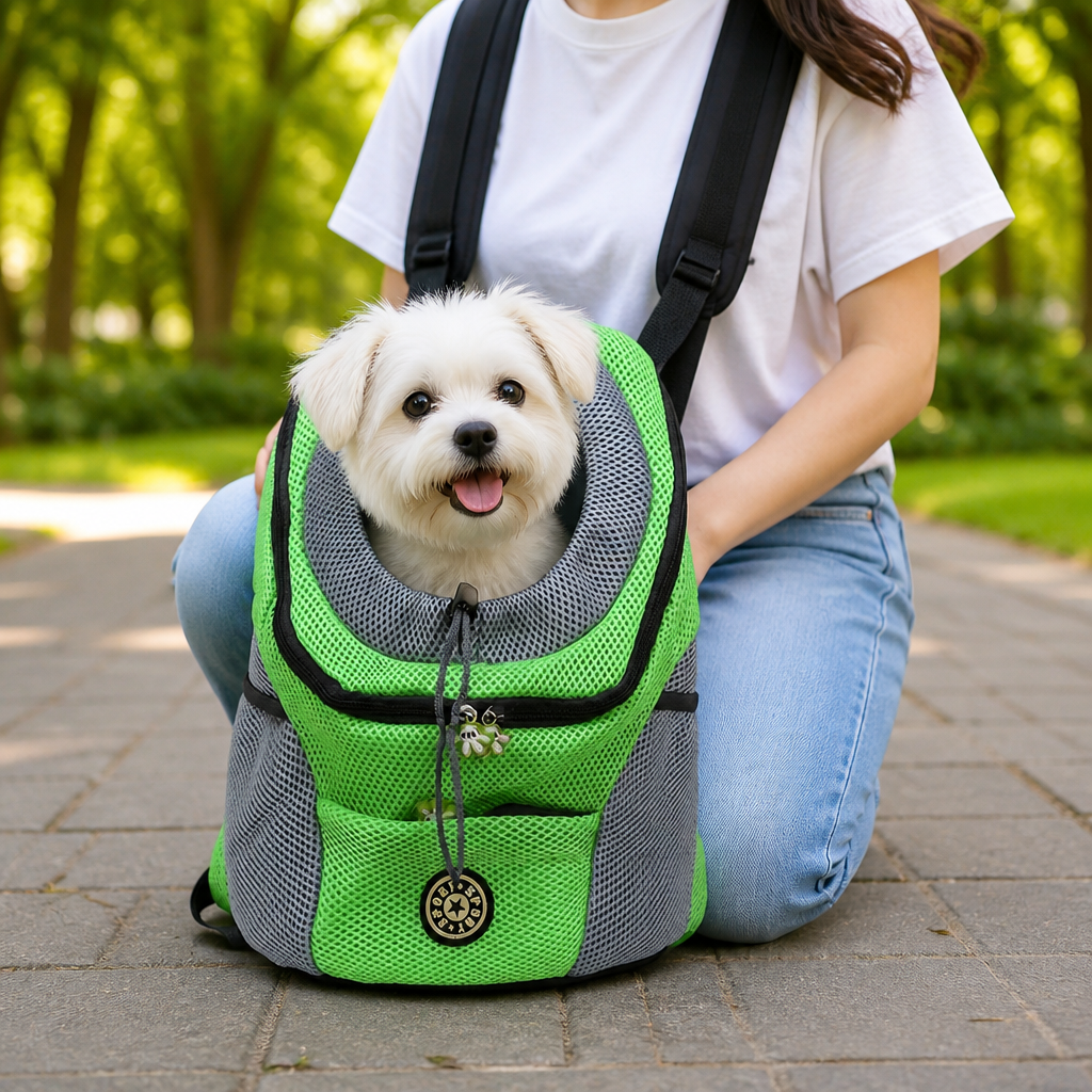 DogBedHouse Hands-Free & Safety Lock Oxford Mesh Dog Carrier Backpack (Machine-Washable)