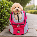 DogBedHouse Hands-Free & Safety Lock Oxford Mesh Dog Carrier Backpack (Machine-Washable)