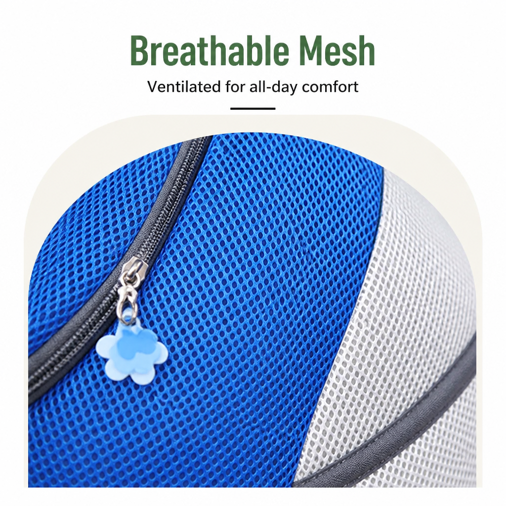 DogBedHouse Hands-Free & Safety Lock Oxford Mesh Dog Carrier Backpack (Machine-Washable)