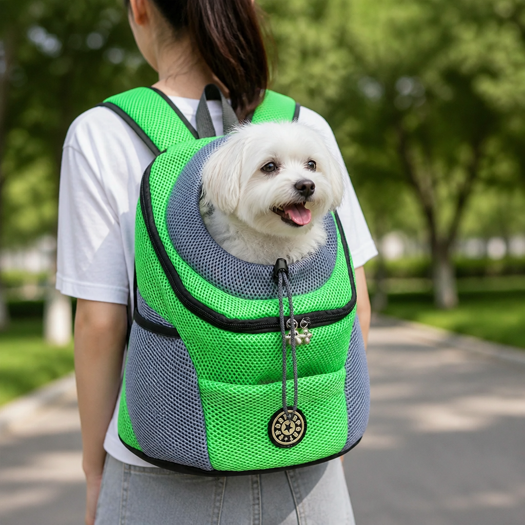DogBedHouse Hands-Free & Safety Lock Oxford Mesh Dog Carrier Backpack (Machine-Washable)