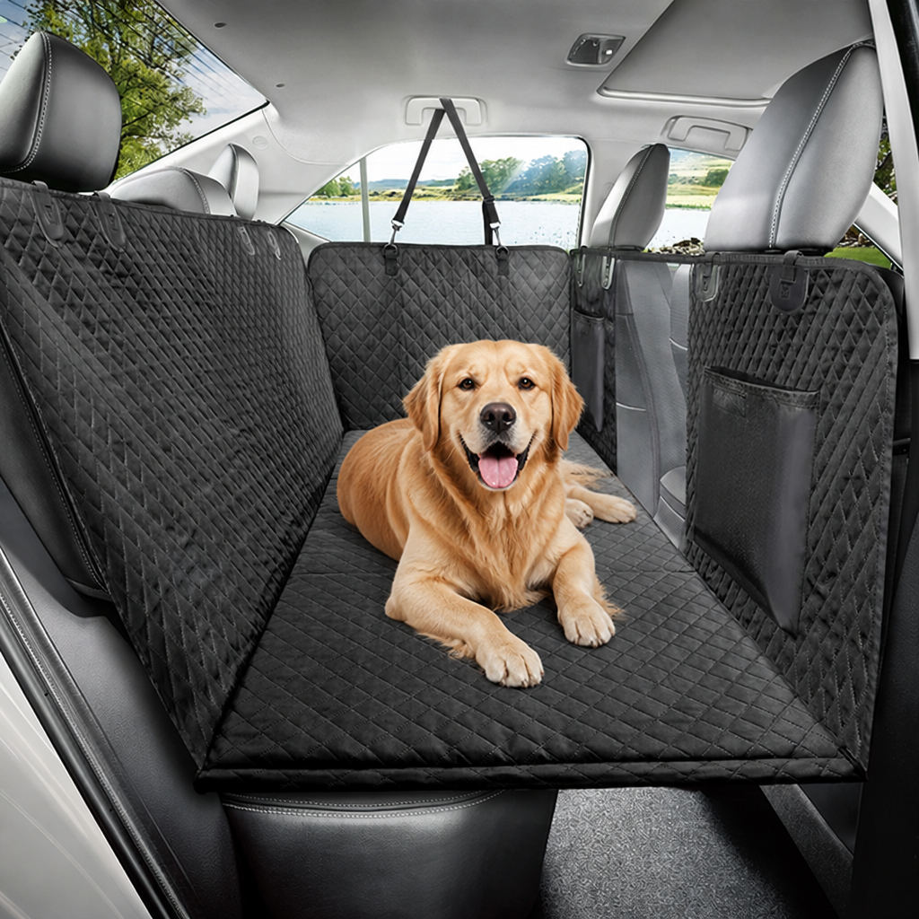 DogBedHouse Hard-Bottom & Waterproof Car Seat Extender (Removable Washable Cover)