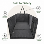 DogBedHouse Hard-Bottom & Waterproof Car Seat Extender (Removable Washable Cover)