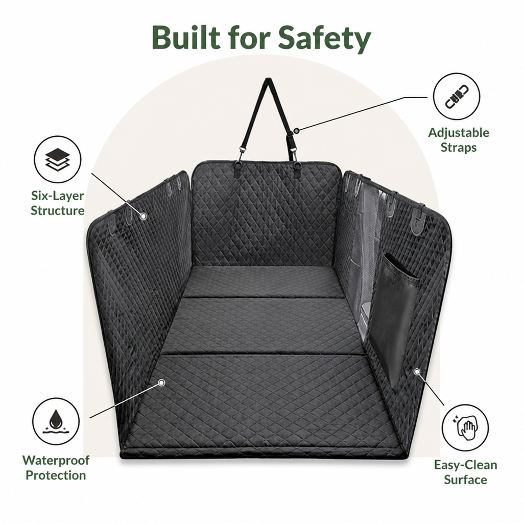 DogBedHouse Hard-Bottom & Waterproof Car Seat Extender (Removable Washable Cover)