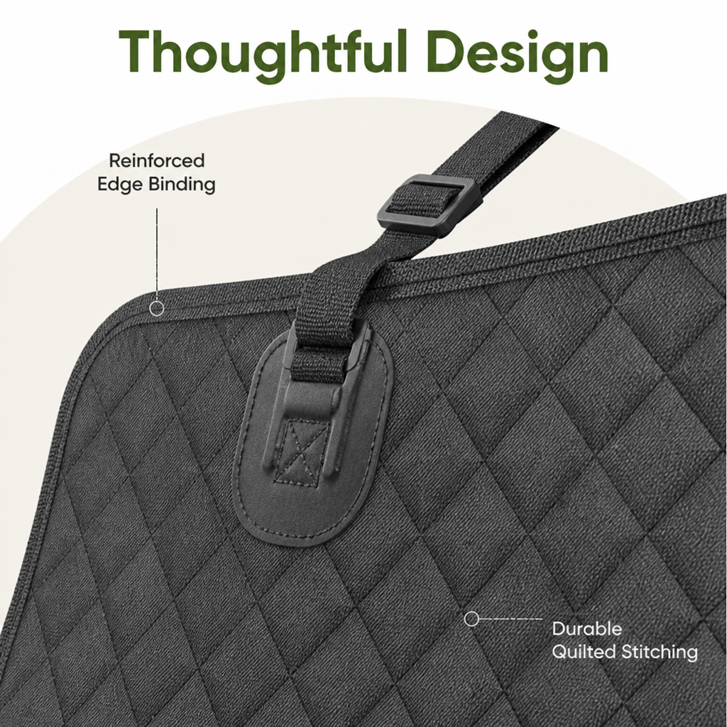 DogBedHouse Hard-Bottom & Waterproof Car Seat Extender (Removable Washable Cover)
