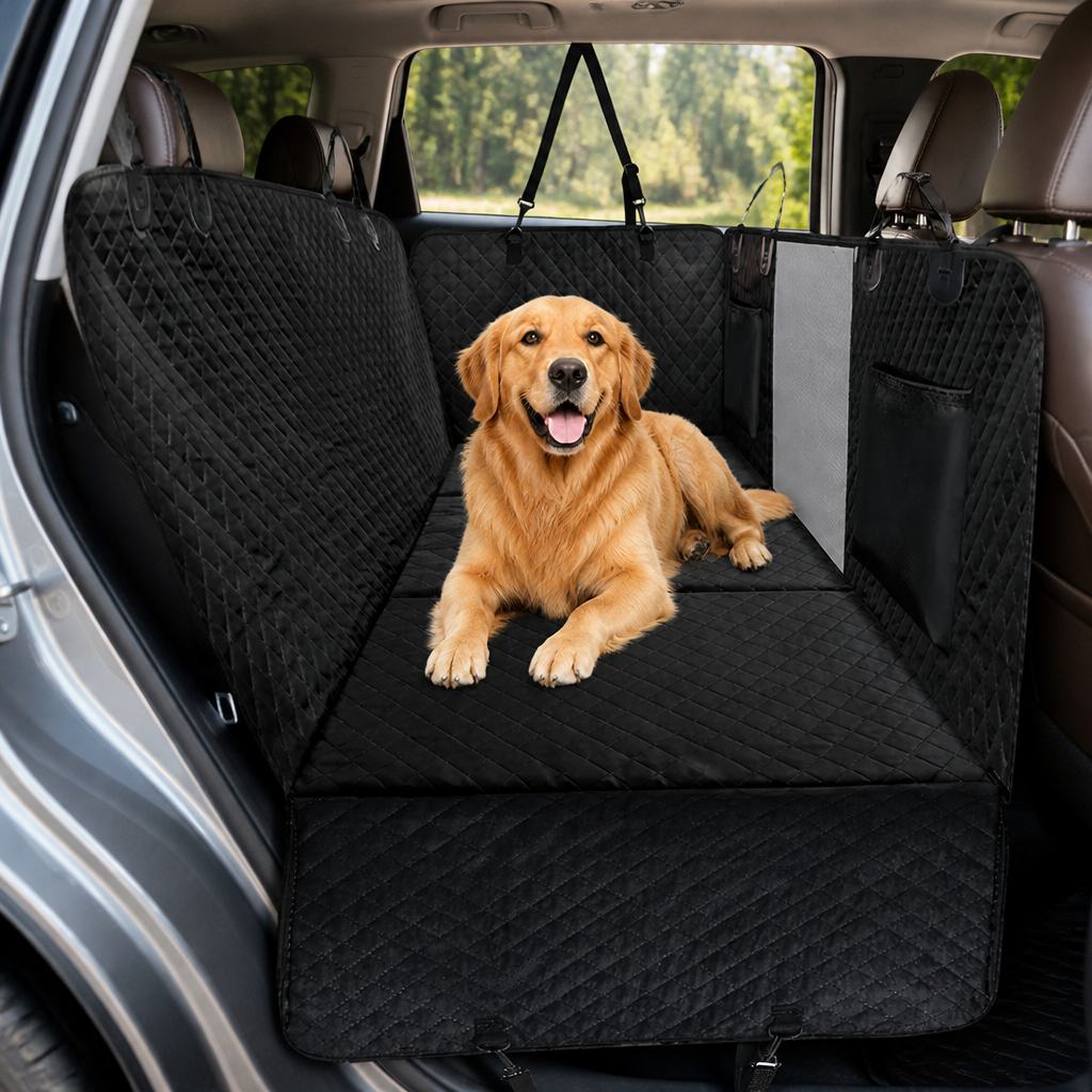 DogBedHouse Hard-Bottom & Waterproof Car Seat Extender (Removable Washable Cover)