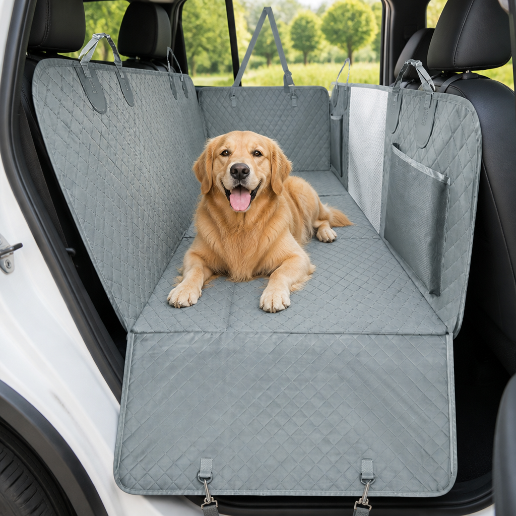 DogBedHouse Hard-Bottom & Waterproof Car Seat Extender (Removable Washable Cover)