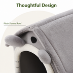 DogBedHouse Heated Plush Velvet & Flannel Pet House (Removable Cushion)