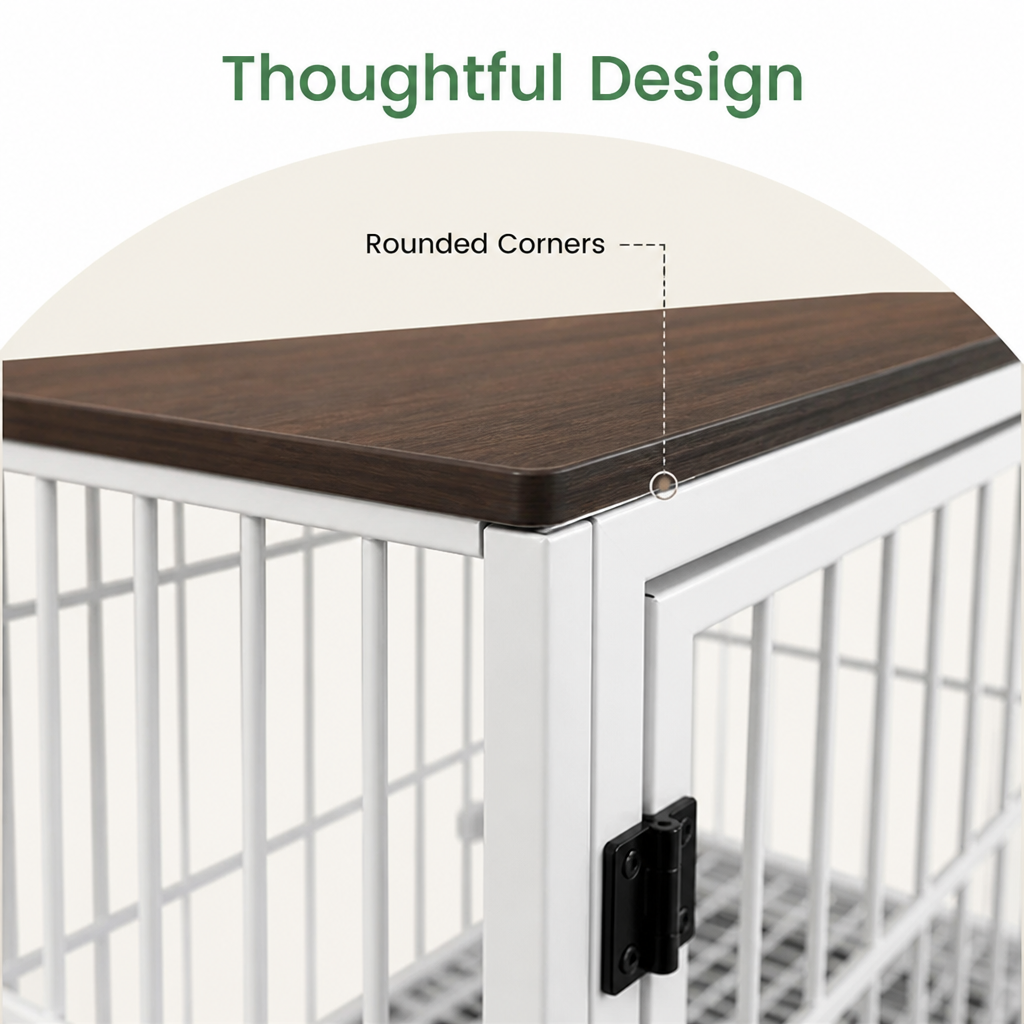 DogBedHouse Heavy-Duty 3-Door Furniture Dog Crate (Removable Sliding Tray)