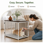 DogBedHouse Heavy-Duty 3-Door Furniture Dog Crate (Removable Sliding Tray)