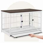 DogBedHouse Heavy-Duty 3-Door Furniture Dog Crate (Removable Sliding Tray)