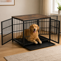 DogBedHouse Heavy-Duty 3-Door Furniture Dog Crate (Removable Sliding Tray)
