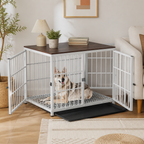 DogBedHouse Heavy-Duty 3-Door Furniture Dog Crate (Removable Sliding Tray)