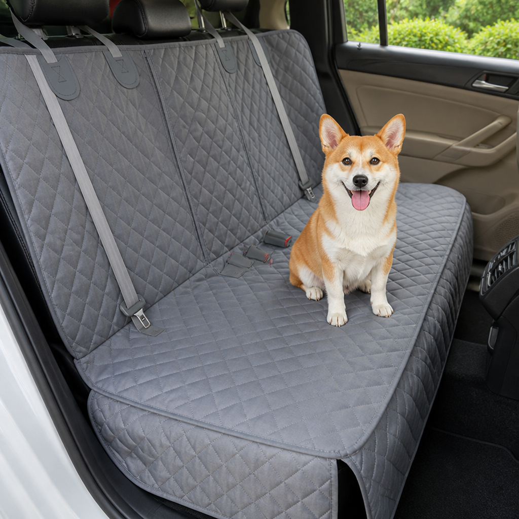 DogBedHouse Heavy-Duty 600D Oxford Waterproof & Non-Slip Back Seat Cover (Zippered Seat Access)
