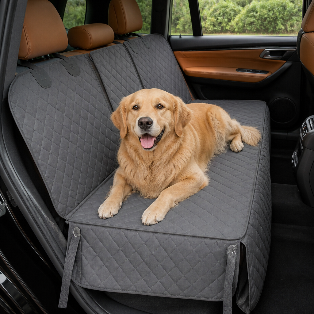 DogBedHouse Heavy-Duty 600D Oxford Waterproof & Non-Slip Back Seat Cover (Zippered Seat Access)