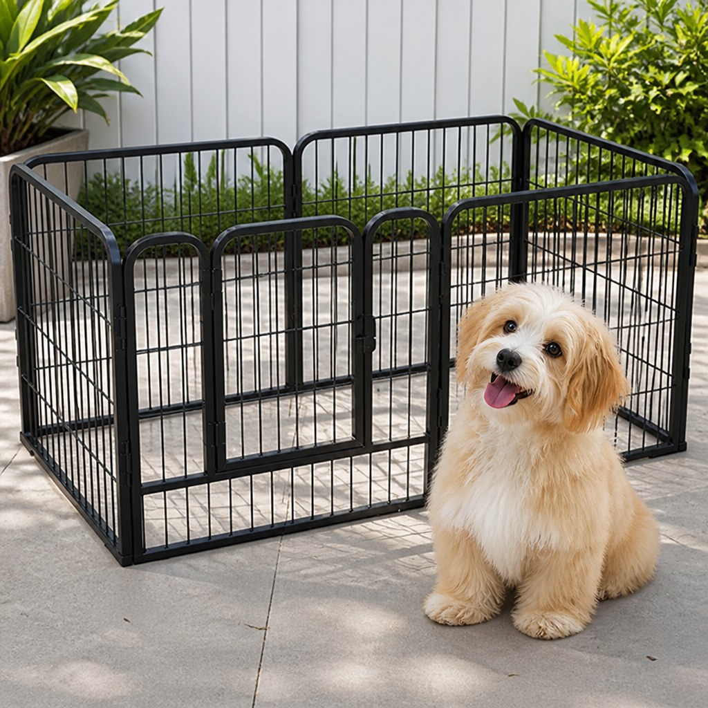 DogBedHouse Heavy-Duty Foldable Wood & Steel Pet Playpen