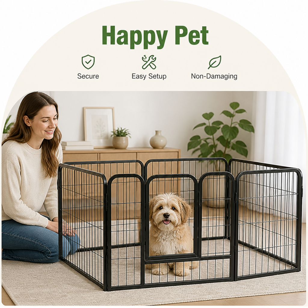 DogBedHouse Heavy-Duty Foldable Wood & Steel Pet Playpen