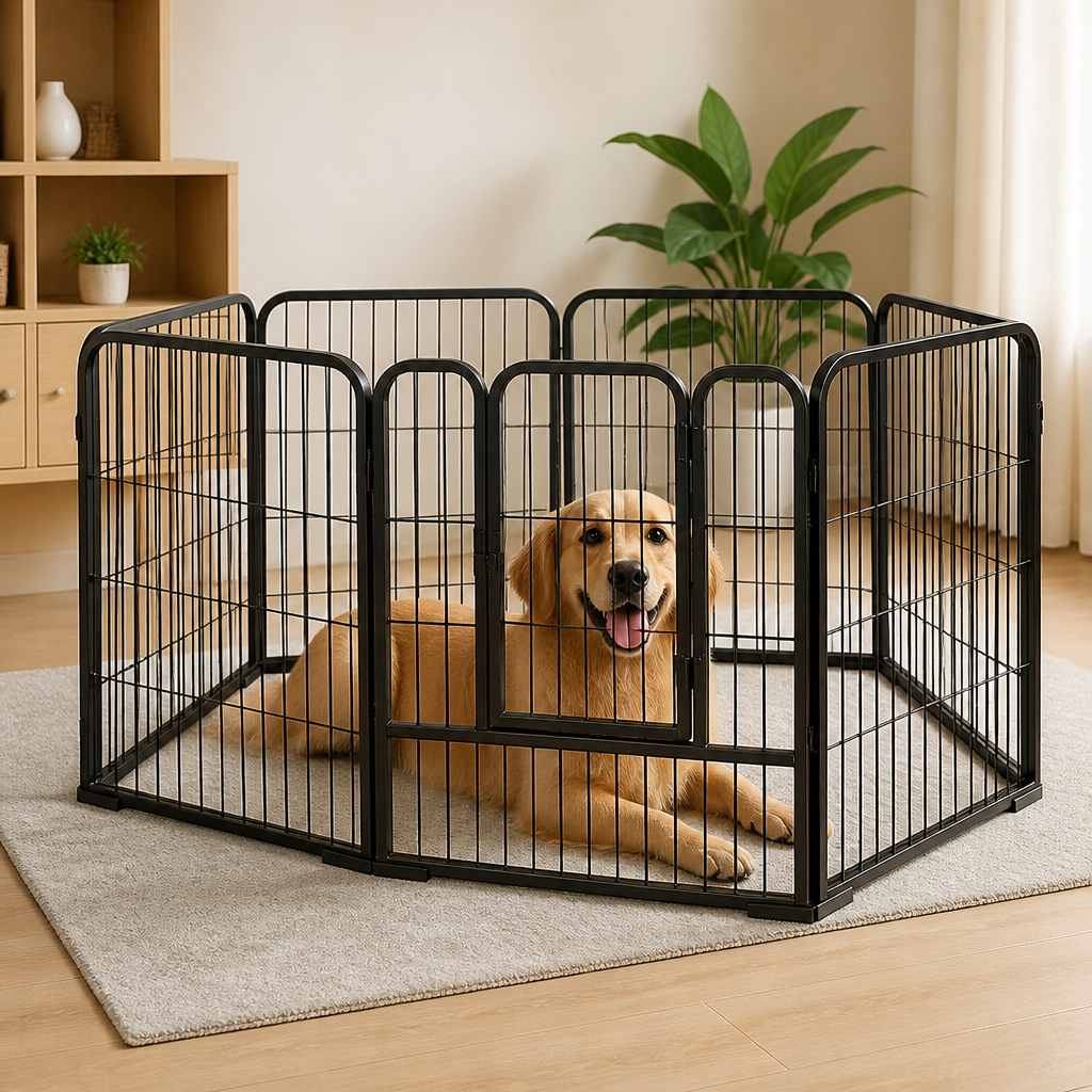 DogBedHouse Heavy-Duty Foldable Wood & Steel Pet Playpen