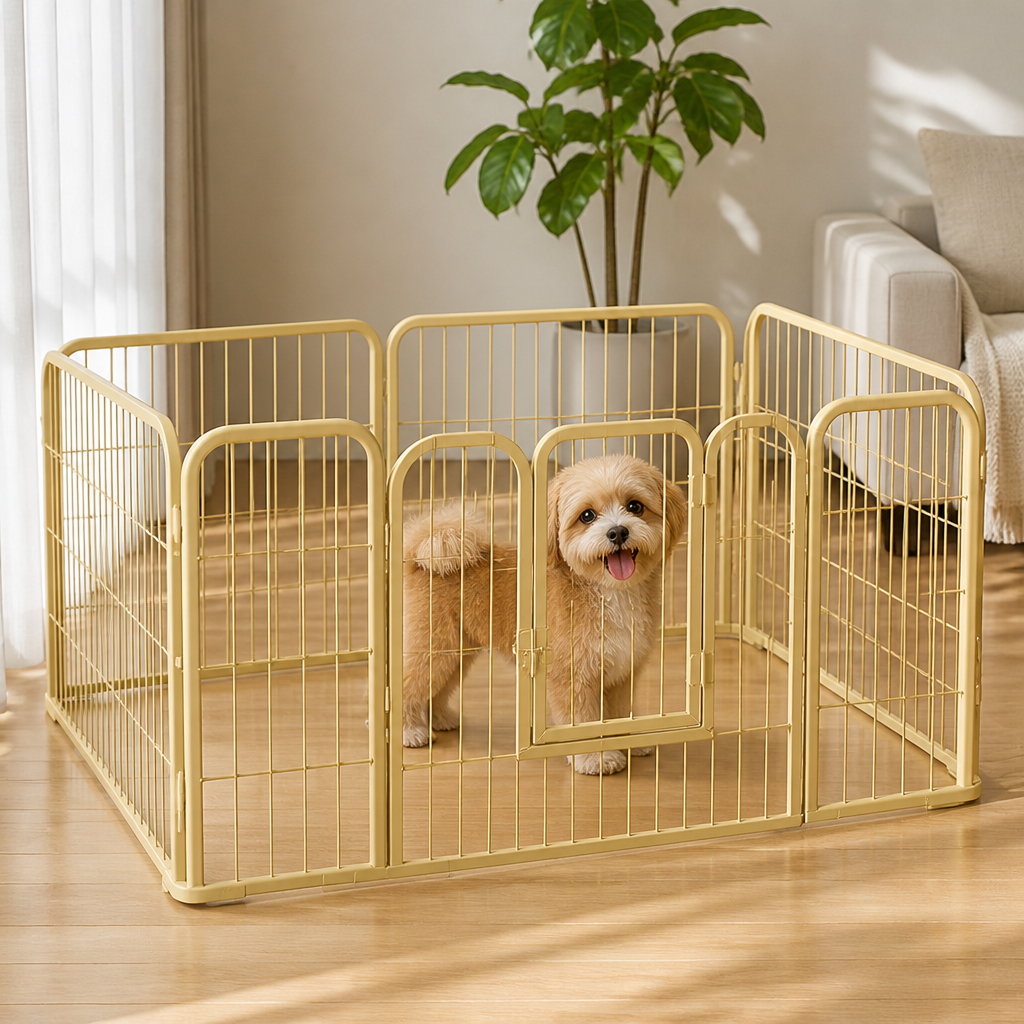 DogBedHouse Heavy-Duty Foldable Wood & Steel Pet Playpen