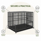 DogBedHouse Heavy-Duty Metal 3-Door Dog Crate (Lockable Wheels)