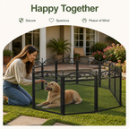 DogBedHouse Heavy-Duty Metal Foldable Dog Playpen (With Waterproof Pad)