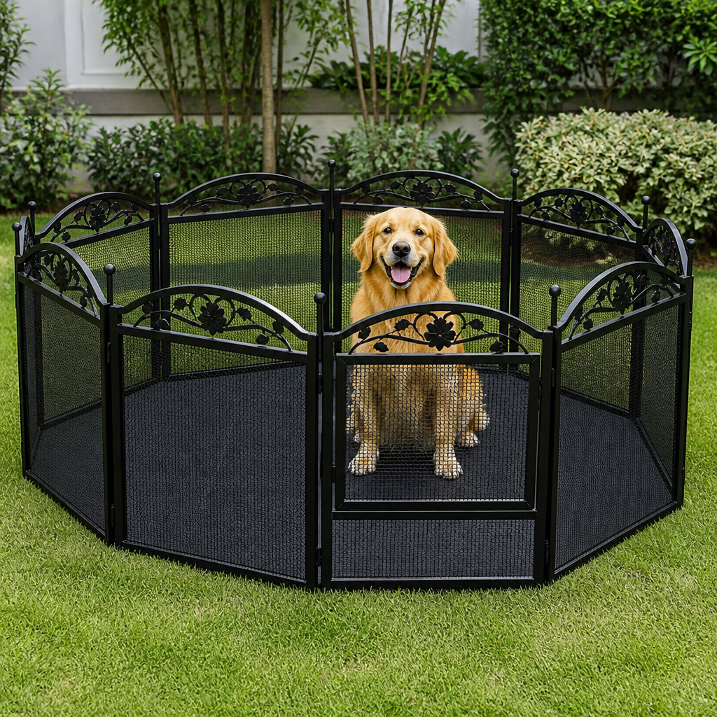 DogBedHouse Heavy-Duty Metal Foldable Dog Playpen (With Waterproof Pad)