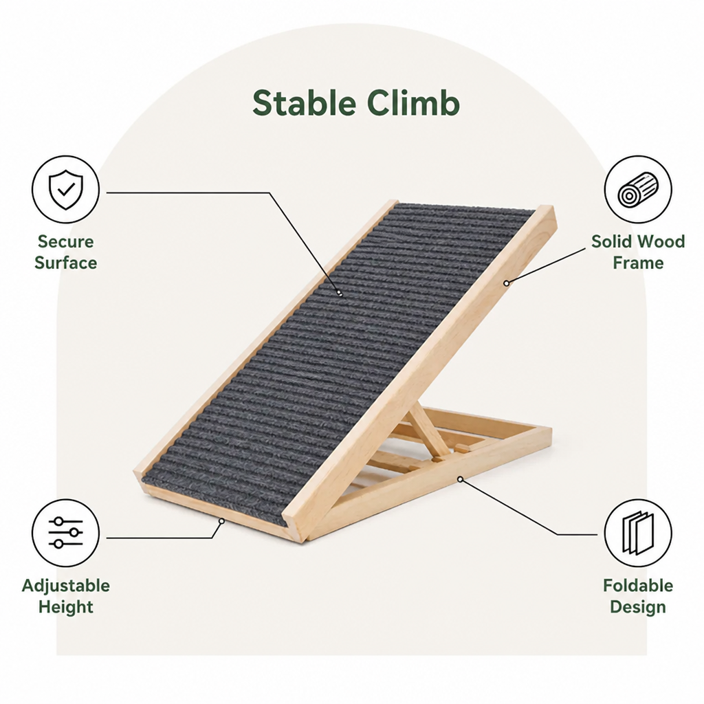 DogBedHouse Height-Adjustable & Foldable Non-Slip Dog Ramp