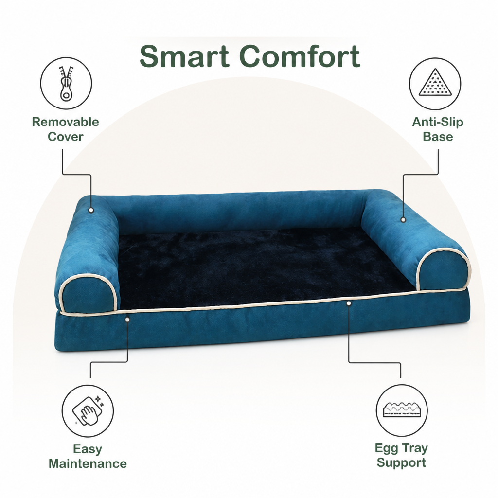 DogBedHouse High-Density Egg Tray & Non-Slip Dog Bed (Removable Cover)