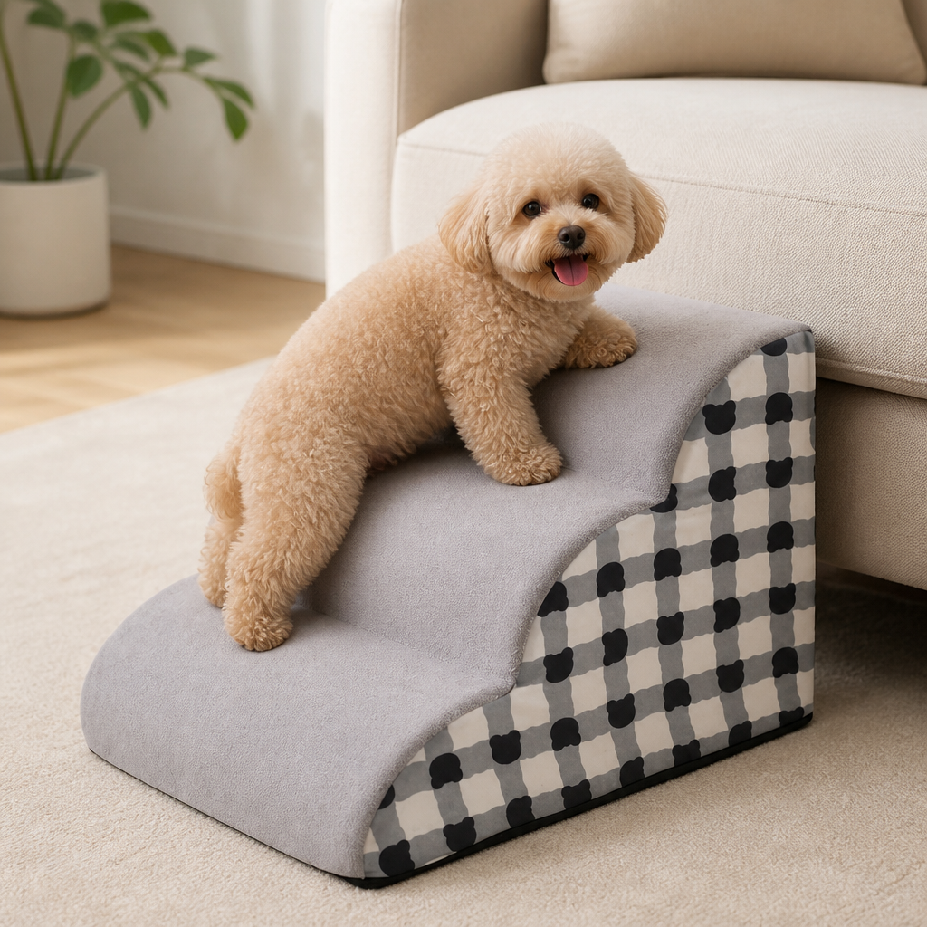 DogBedHouse High-Density Foam & Detachable Washable Cover Pet Stairs (2/3-Step)