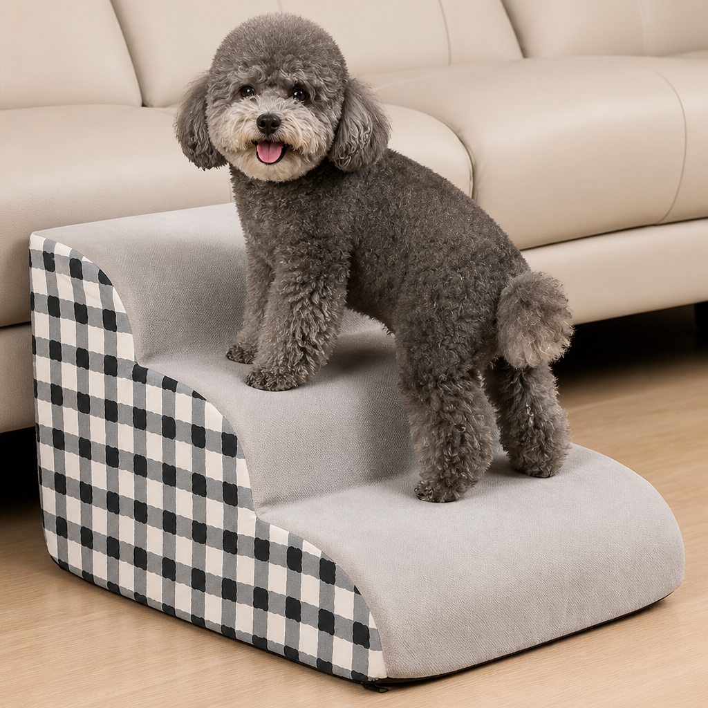 DogBedHouse High-Density Foam & Non-Slip Dog Stairs (2–4 Steps)
