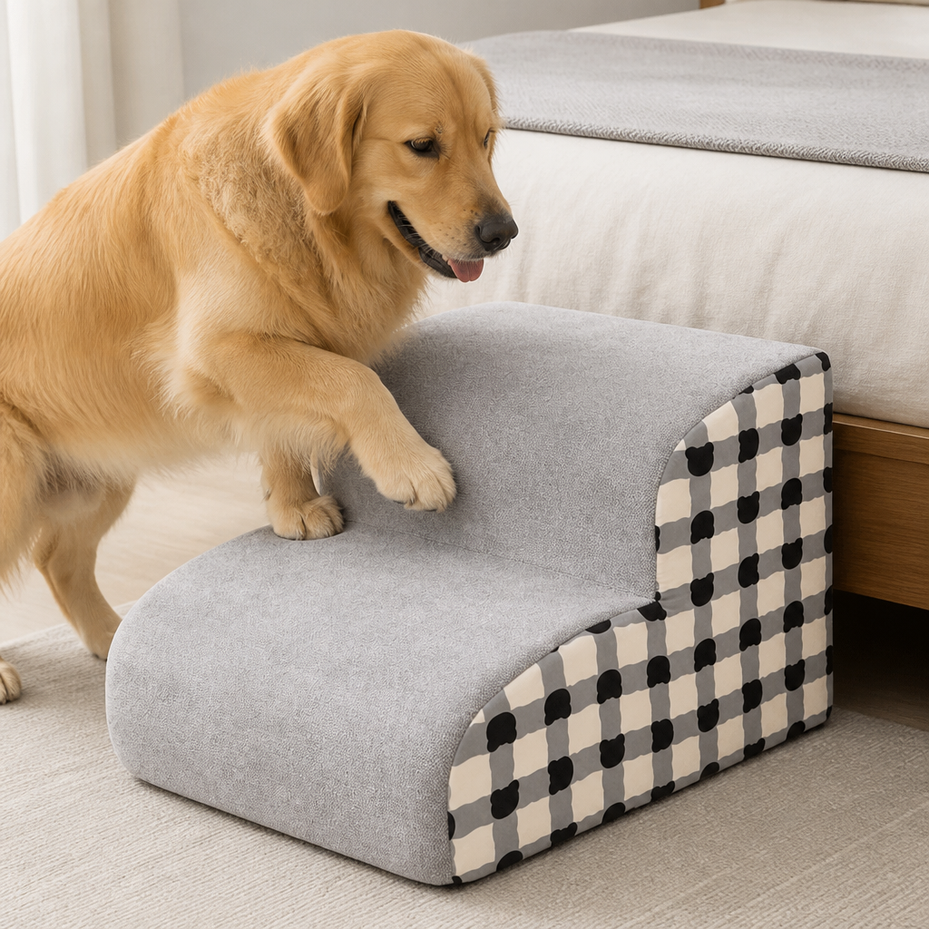 DogBedHouse High-Density Foam & Non-Slip Dog Stairs (2–4 Steps)