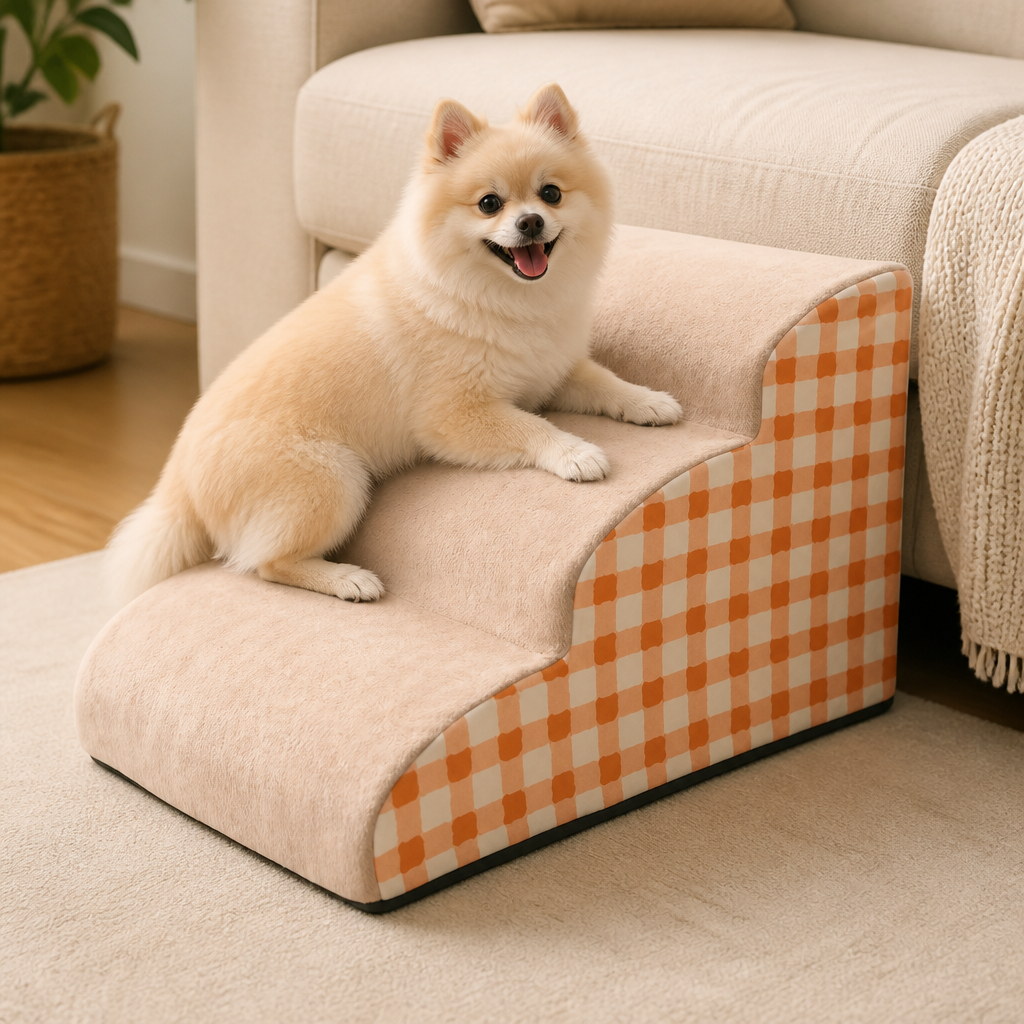 DogBedHouse High-Density Foam & Non-Slip Dog Stairs (2–4 Steps)