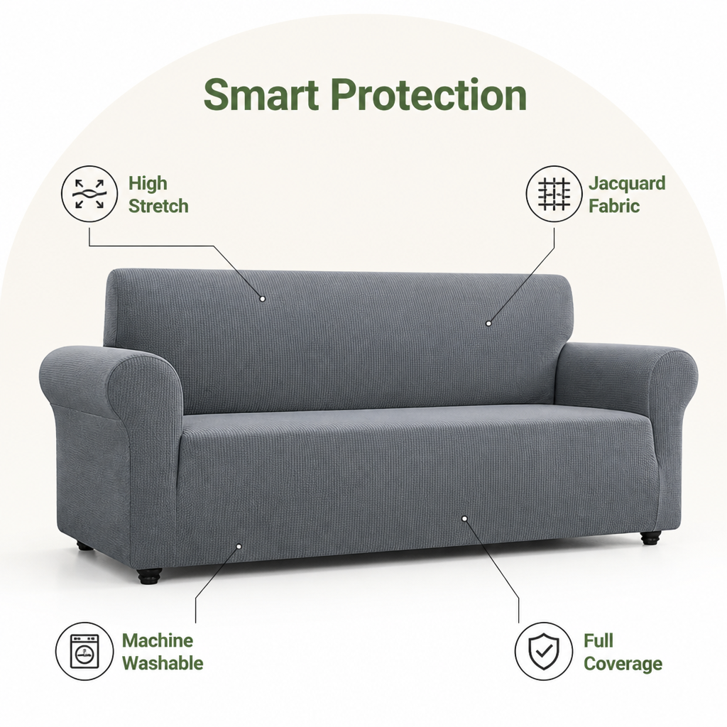 DogBedHouse High-Stretch Jacquard & Machine Washable Sofa Slipcover (Universal Fit)