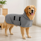 DogBedHouse Highly Absorbent & Quick-Dry Hooded Dog Towel (Bathrobe Style)