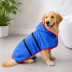 DogBedHouse Highly Absorbent & Quick-Dry Hooded Dog Towel (Bathrobe Style)